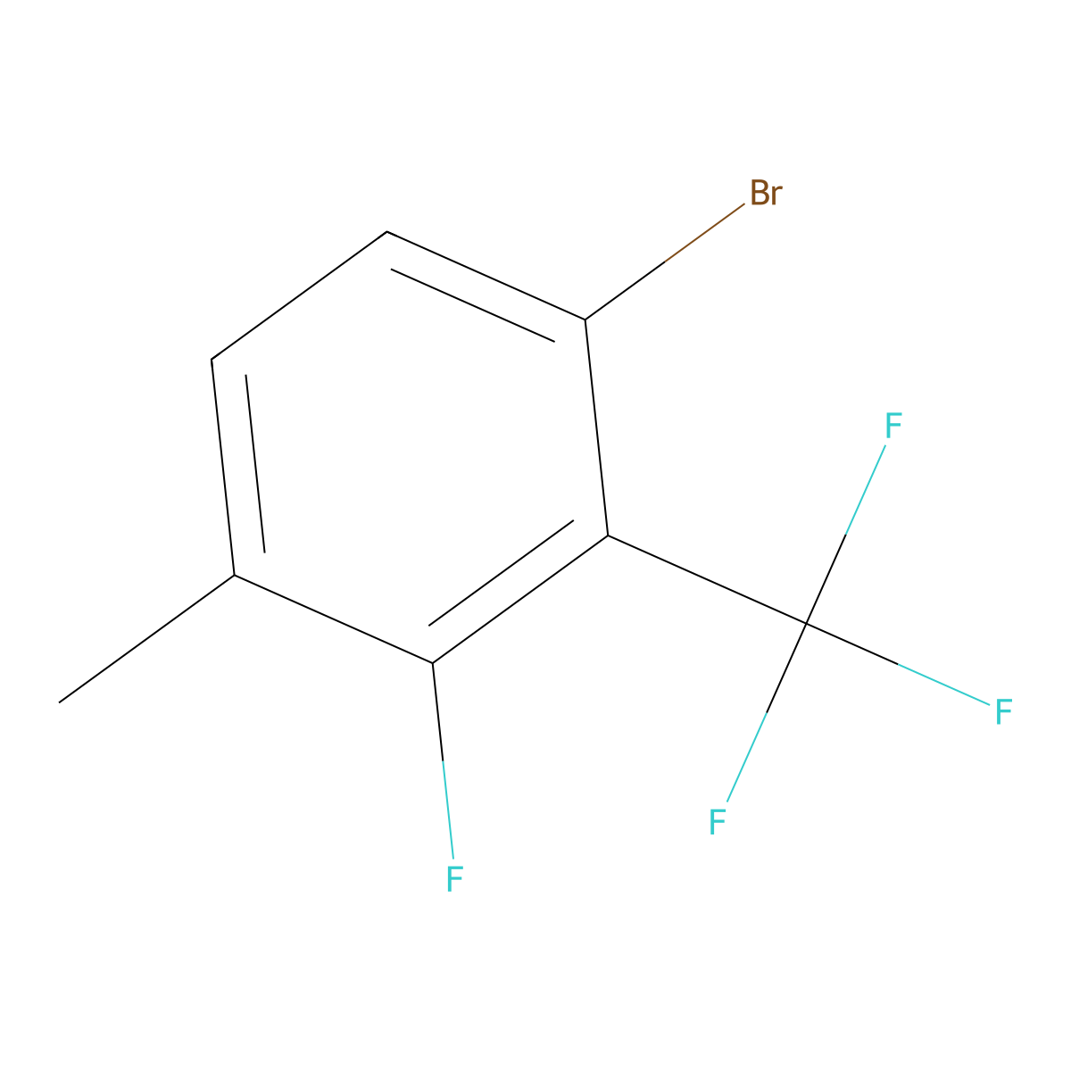 1-Bromo-3-fluoro-4-methyl-2-(trifluoromethyl)benzene molecular structure, CAS 2169466-89-9