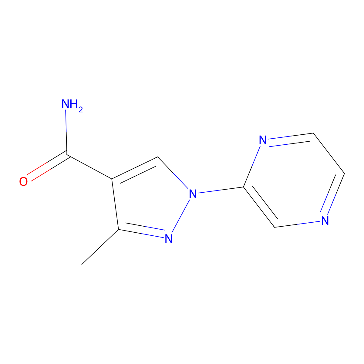 3-methyl-1-(pyrazin-2-yl)-1H-pyrazole-4-carboxamide molecular structure, CAS 2169469-06-9