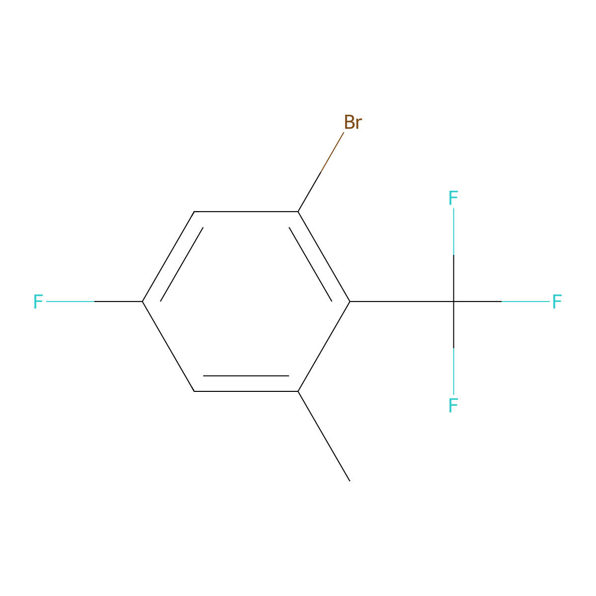 1-Bromo-5-fluoro-3-methyl-2-(trifluoromethyl)benzene molecular structure, CAS 2169471-37-6
