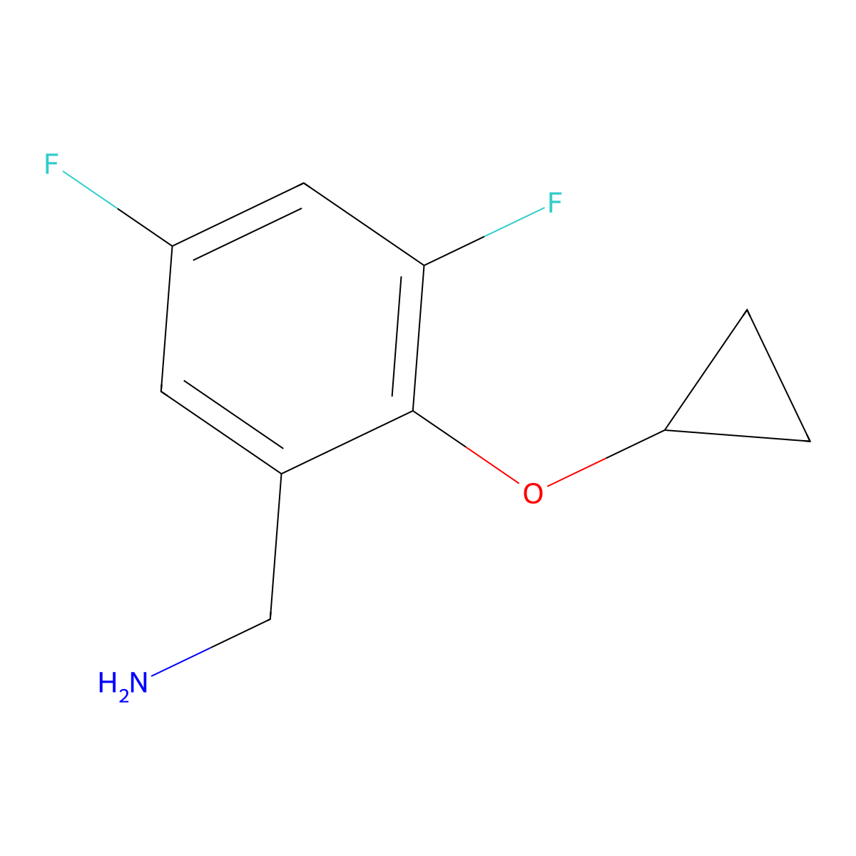 2-Cyclopropoxy-3,5-difluorobenzylamine molecular structure, CAS 2169474-40-0