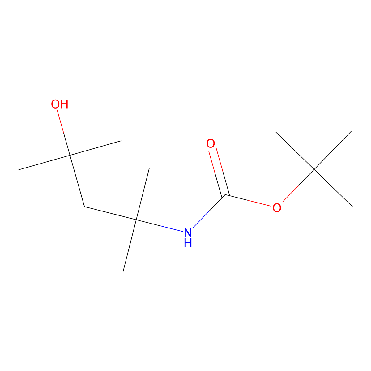 tert-butyl N-(4-hydroxy-2,4-dimethylpentan-2-yl)carbamate molecular structure, CAS 2169478-36-6