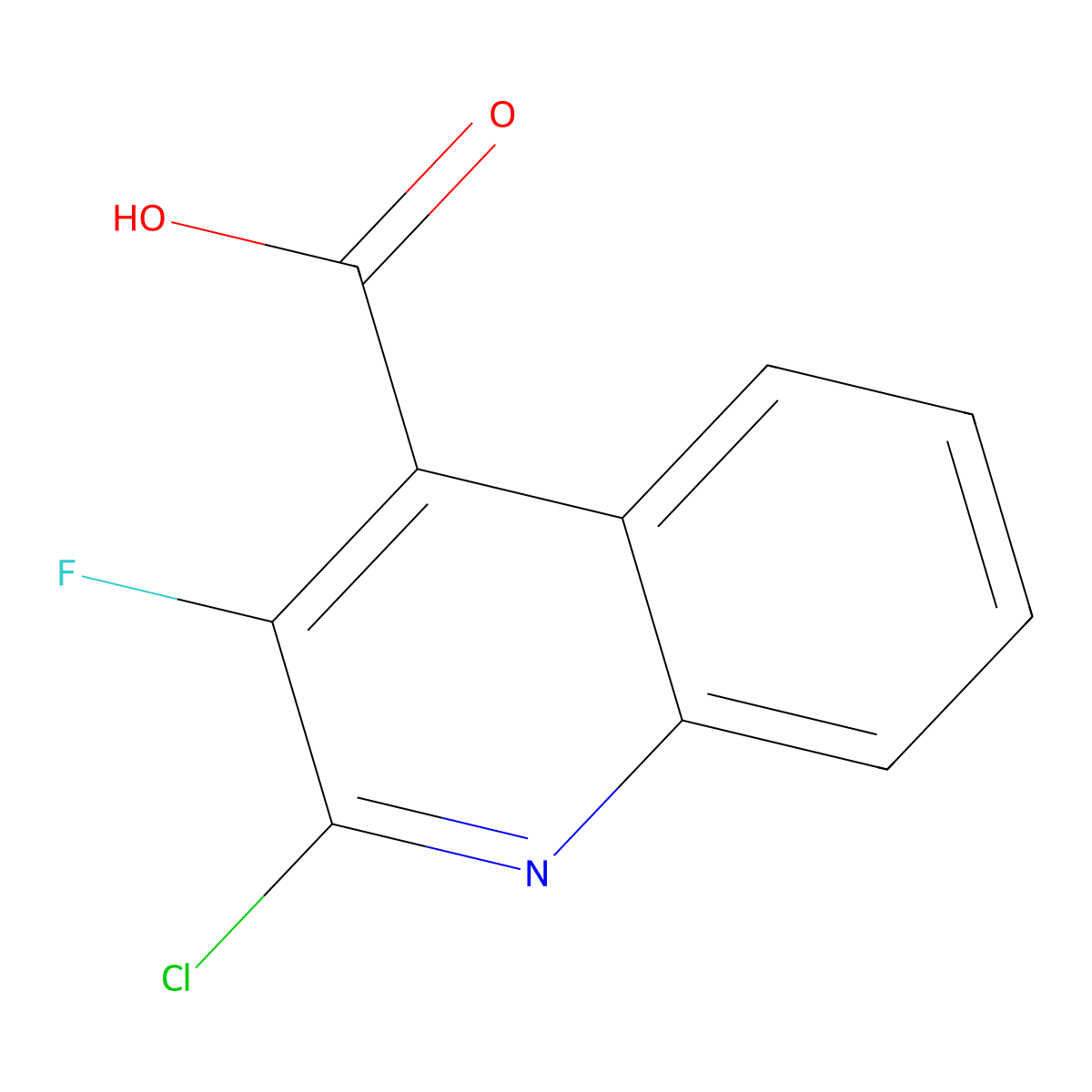 2-Chloro-3-fluoroquinoline-4-carboxylic acid molecular structure, CAS 2169481-19-8