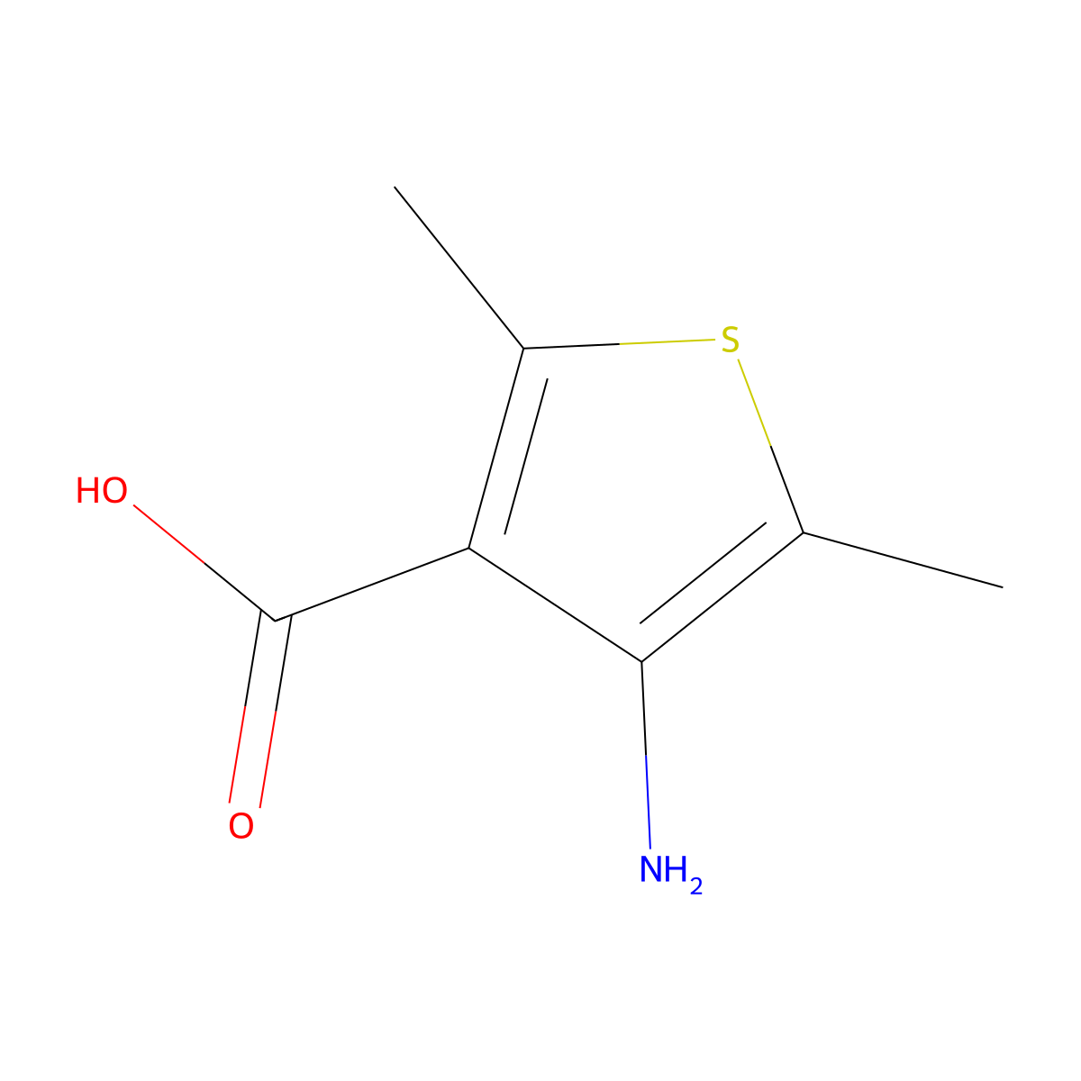 4-Amino-2,5-dimethylthiophene-3-carboxylic acid molecular structure, CAS 2169483-53-6