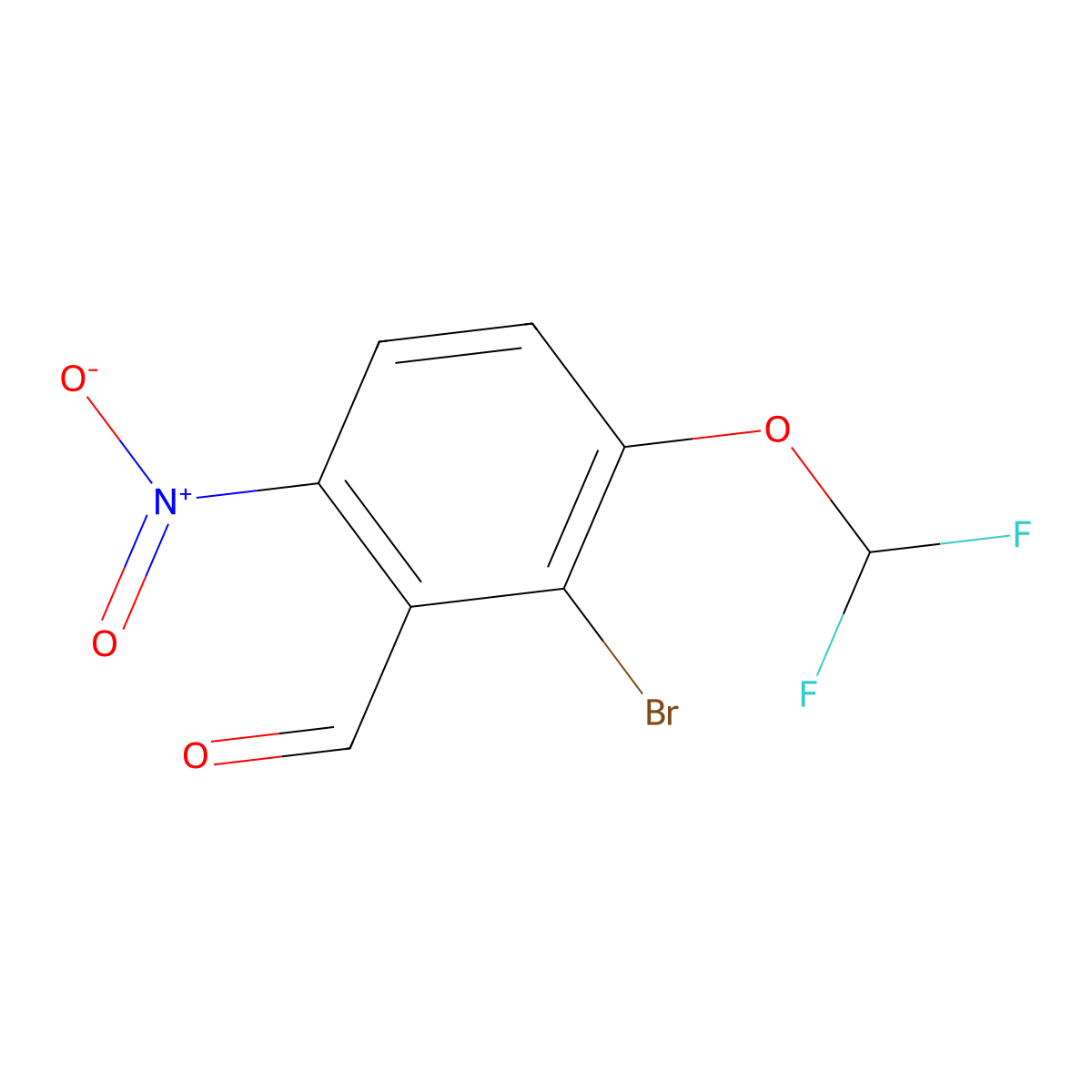 2-Bromo-3-(difluoromethoxy)-6-nitrobenzaldehyde molecular structure, CAS 2169486-60-4