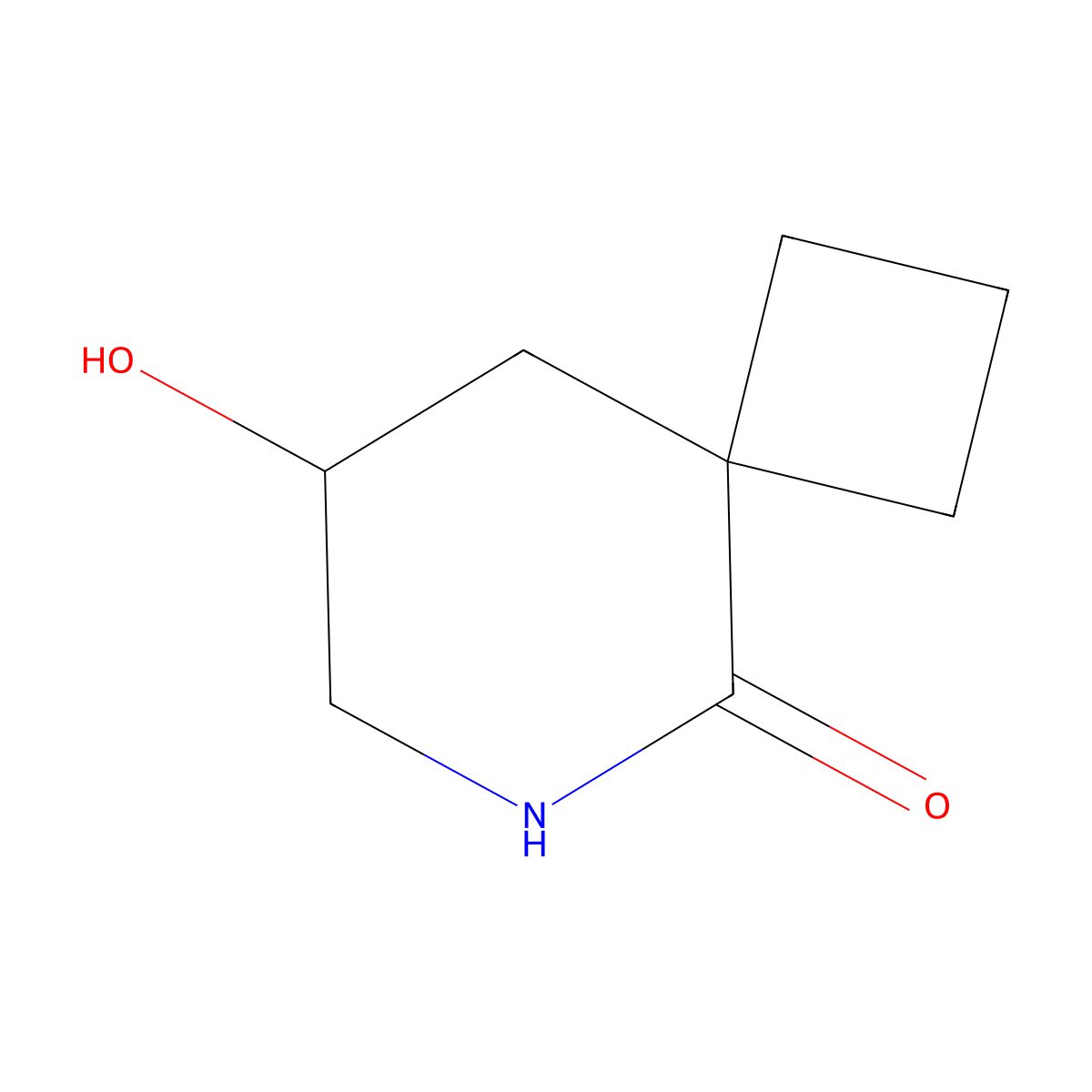 8-Hydroxy-6-azaspiro(3.5)nonan-5-one molecular structure, CAS 2169487-42-5