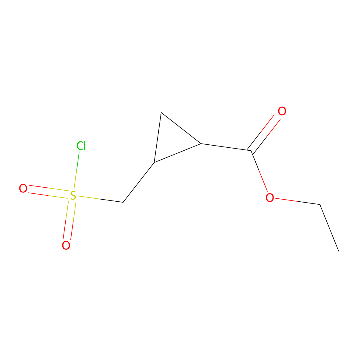 Ethyl 2-[(chlorosulfonyl)methyl]cyclopropane-1-carboxylate molecular structure, CAS 2169491-30-7