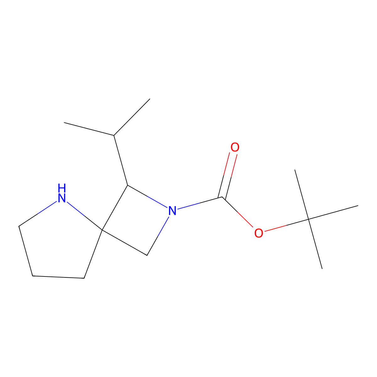 Tert-butyl 1-(propan-2-yl)-2,5-diazaspiro[3.4]octane-2-carboxylate molecular structure, CAS 2169493-61-0