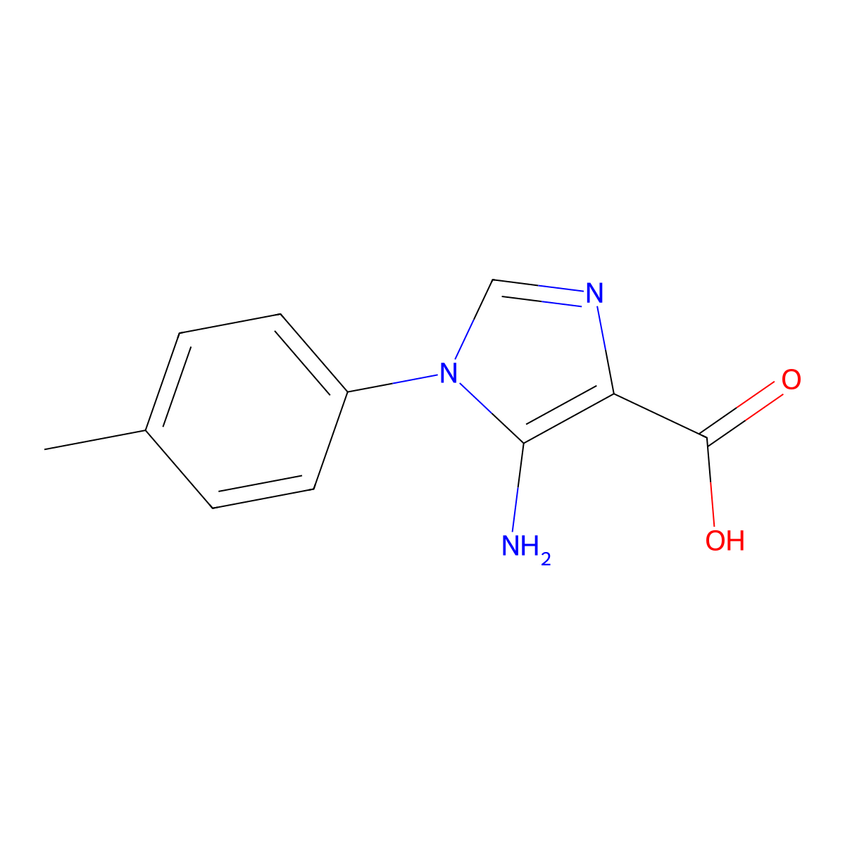 5-amino-1-(4-methylphenyl)-1H-imidazole-4-carboxylic acid molecular structure, CAS 2169495-13-8