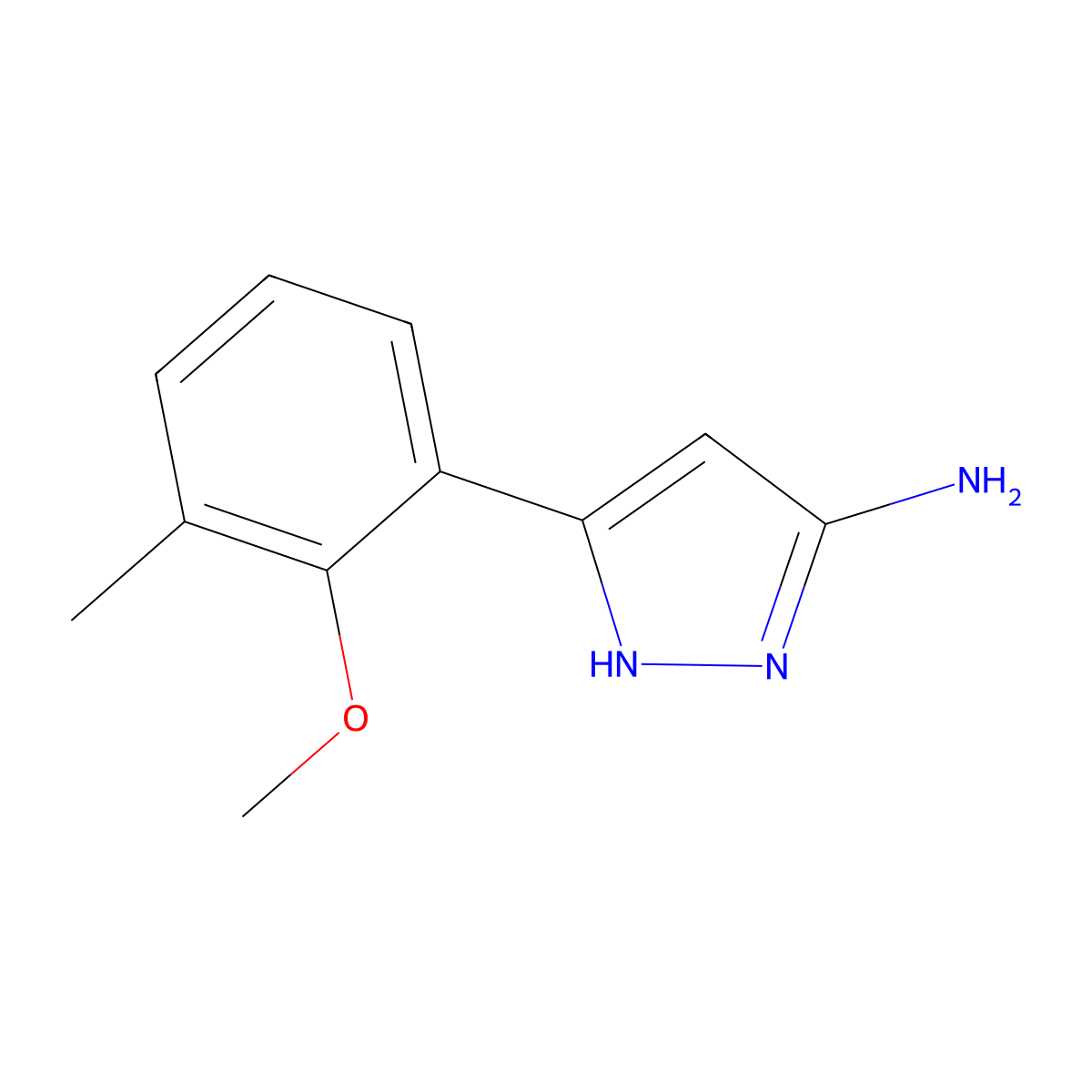 5-(2-methoxy-3-methylphenyl)-1H-pyrazol-3-amine molecular structure, CAS 2169498-67-1