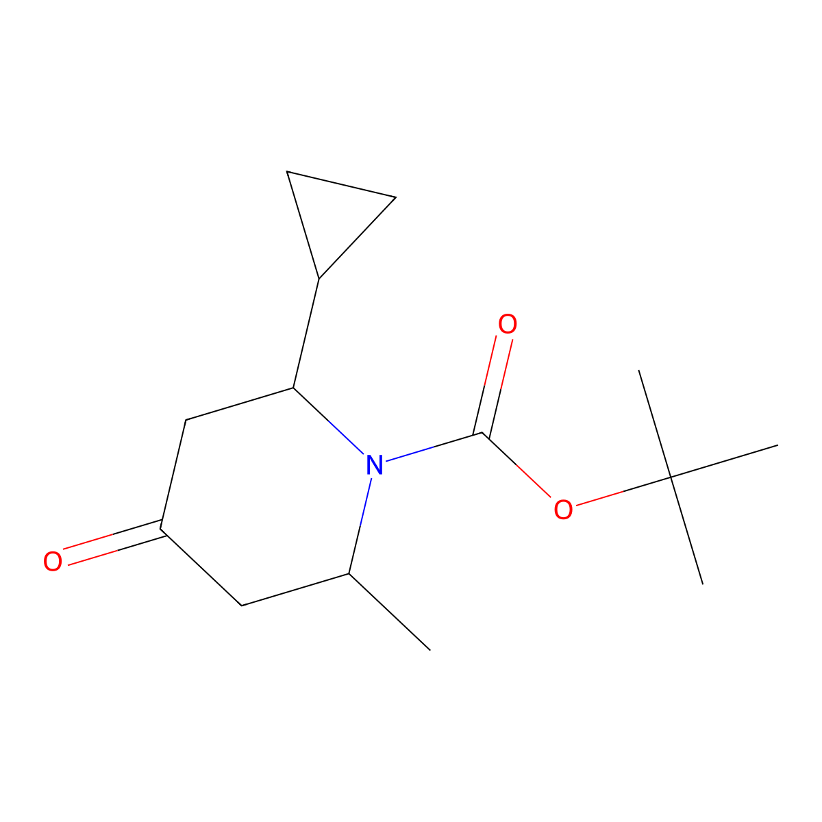 Tert-butyl 2-cyclopropyl-6-methyl-4-oxopiperidine-1-carboxylate molecular structure, CAS 2169498-72-8