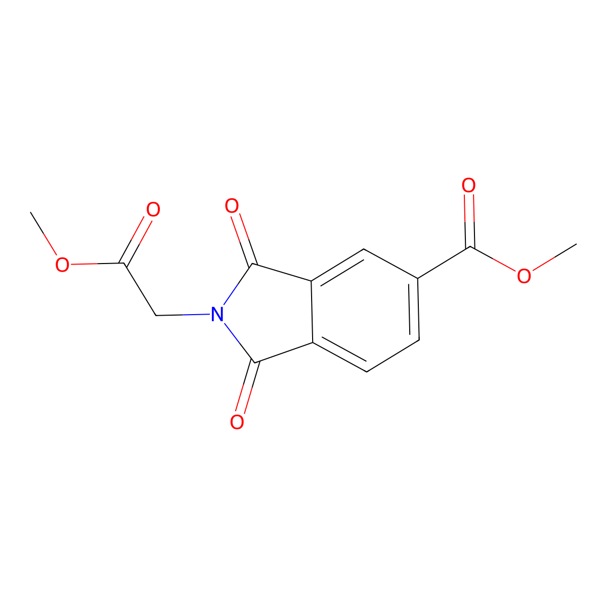 Methyl 1,3-dihydro-5-(methoxycarbonyl)-1,3-dioxo-2H-isoindole-2-acetate molecular structure, CAS 21695-35-2