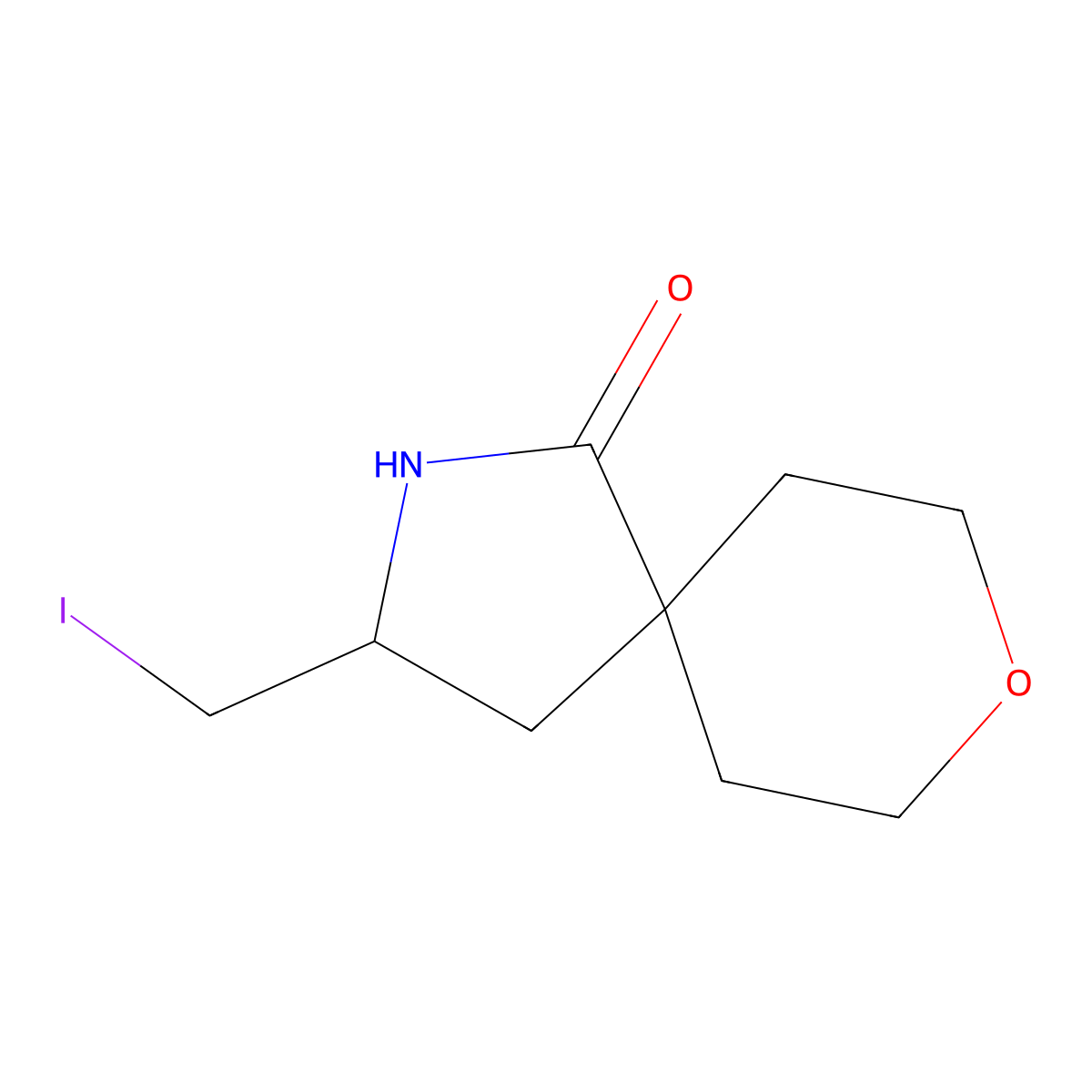 3-(Iodomethyl)-8-oxa-2-azaspiro[4.5]decan-1-one molecular structure, CAS 2169503-92-6
