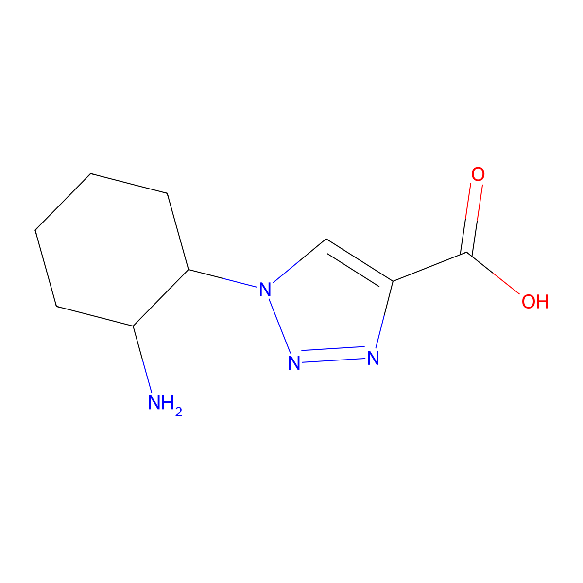 1-(2-aminocyclohexyl)-1H-1,2,3-triazole-4-carboxylic acid molecular structure, CAS 2169506-04-9