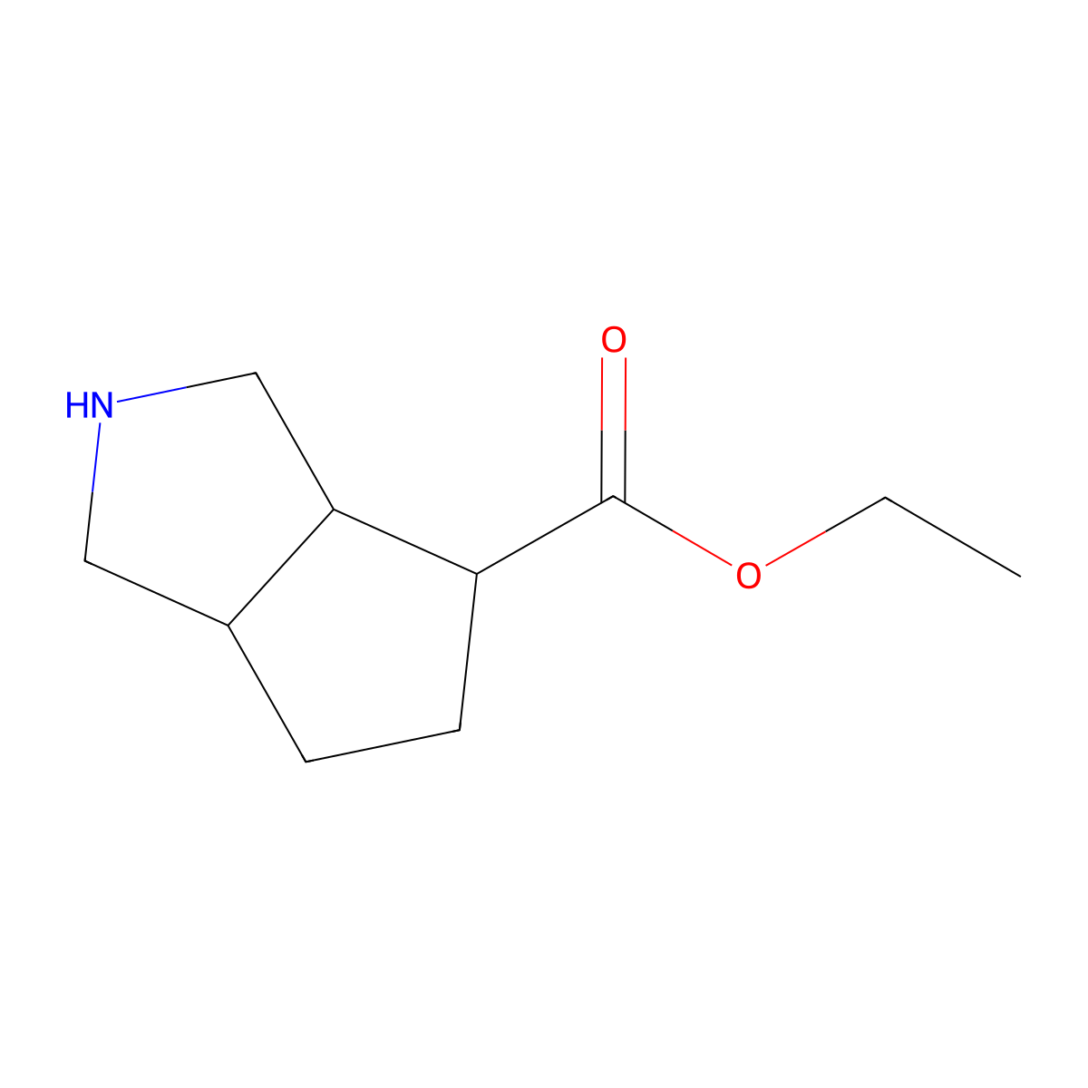 Ethyl octahydrocyclopenta[c]pyrrole-4-carboxylate molecular structure, CAS 2169512-24-5