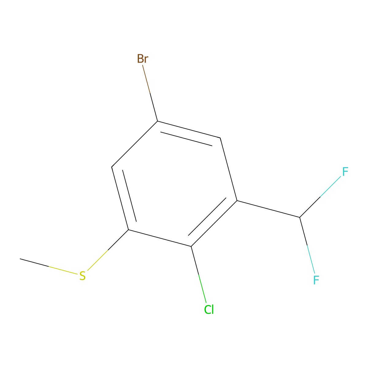 5-Bromo-2-chloro-1-(difluoromethyl)-3-(methylsulfanyl)benzene molecular structure, CAS 2169515-27-7