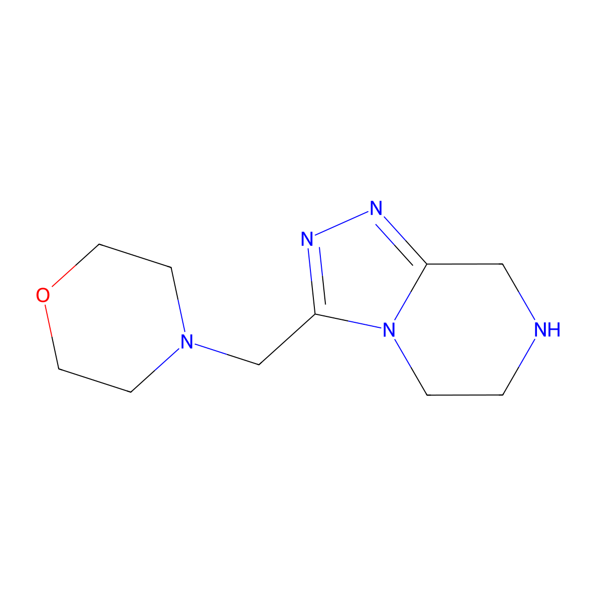 4-((5,6,7,8-Tetrahydro-[1,2,4]Triazolo[4,3-A]Pyrazin-3-Yl)Methyl)Morpholine molecular structure, CAS 2169519-42-8
