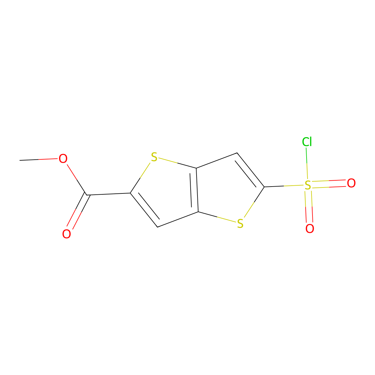 Methyl5-(chlorosulfonyl)thieno[3,2-b]thiophene-2-carboxylate molecular structure, CAS 2169521-06-4