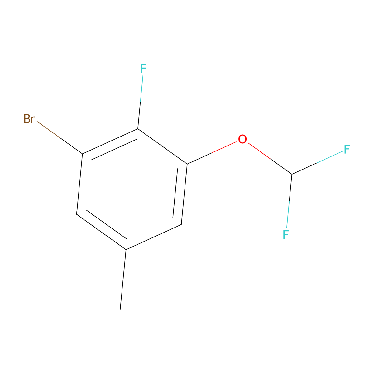1-Bromo-3-(difluoromethoxy)-2-fluoro-5-methylbenzene molecular structure, CAS 2169527-23-3