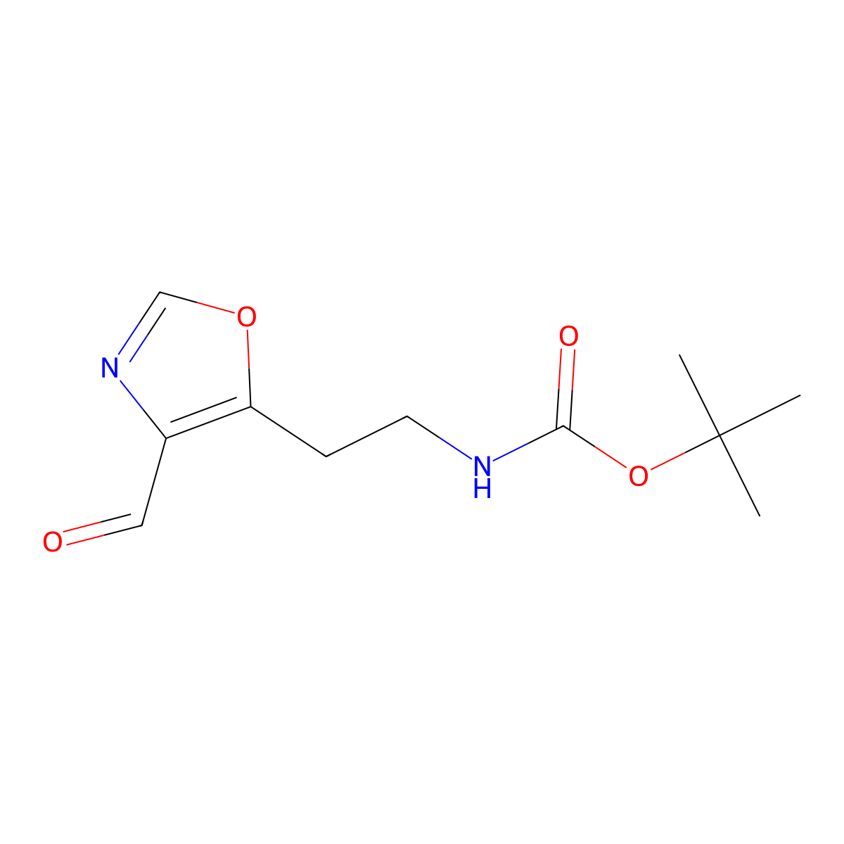 Tert-butyl N-[2-(4-formyl-1,3-oxazol-5-yl)ethyl]carbamate molecular structure, CAS 2169530-25-8