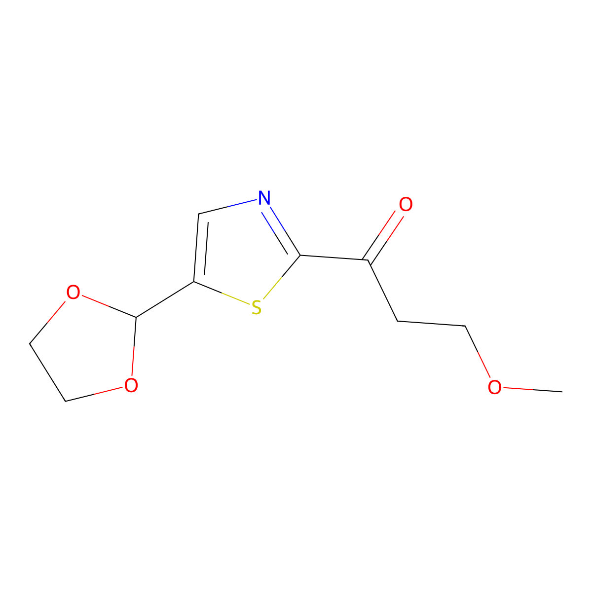 1-(5-(1,3-Dioxolan-2-YL)thiazol-2-YL)-3-methoxypropan-1-one molecular structure, CAS 2169532-86-7