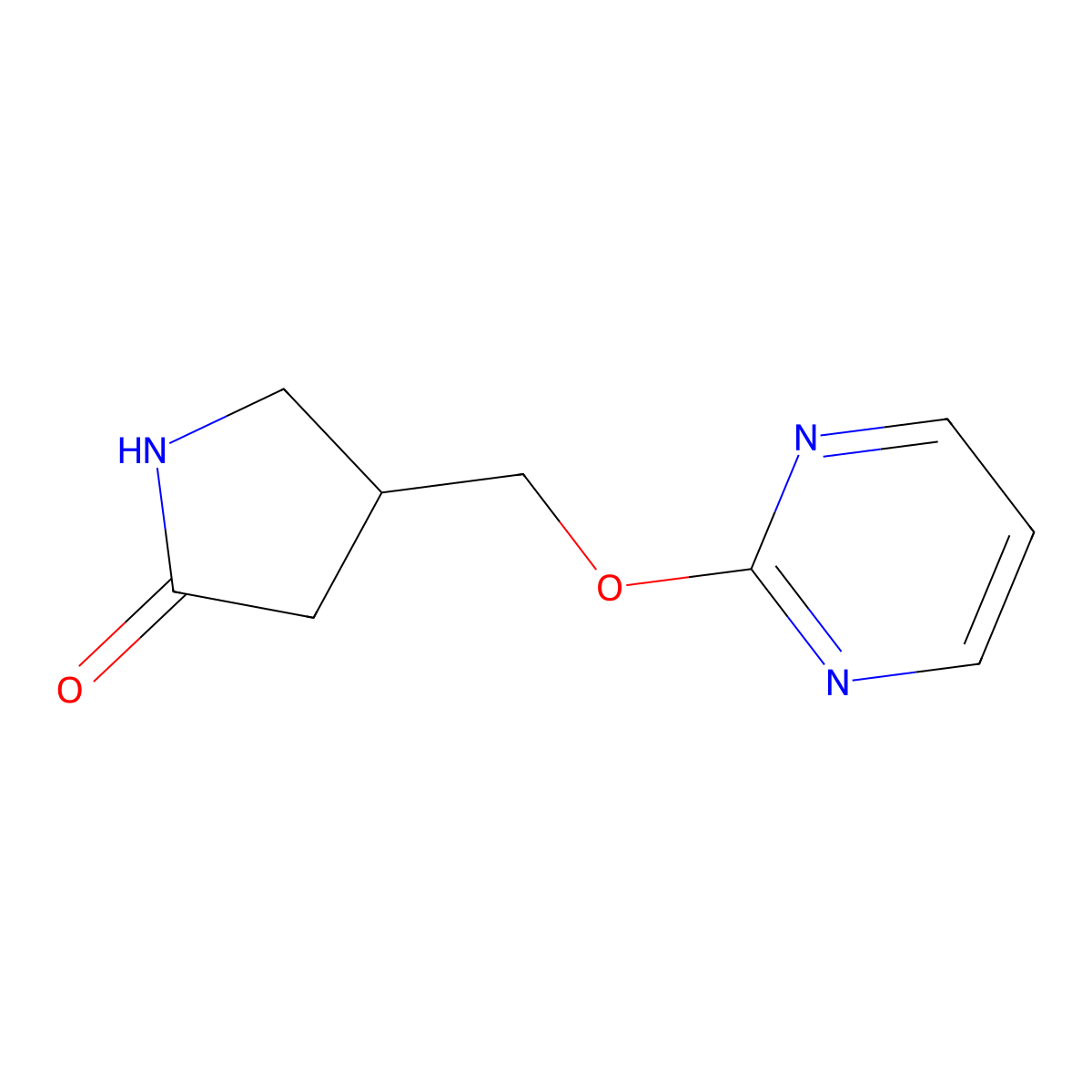 4-[(Pyrimidin-2-yloxy)methyl]pyrrolidin-2-one molecular structure, CAS 2169534-55-6