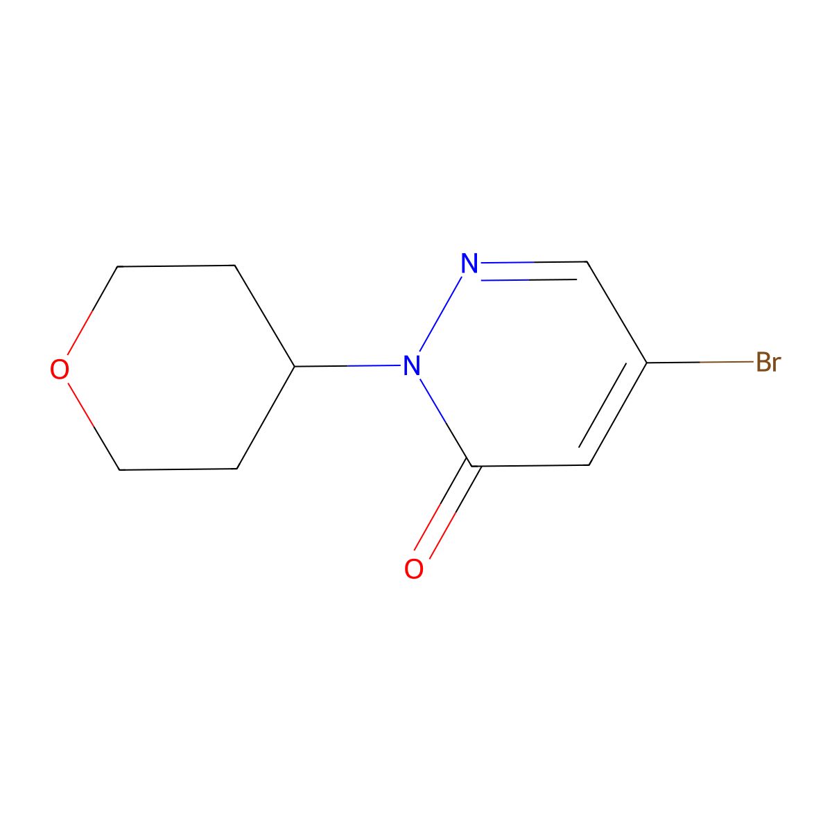 5-Bromo-2-(oxan-4-yl)-2,3-dihydropyridazin-3-one molecular structure, CAS 2169545-94-0