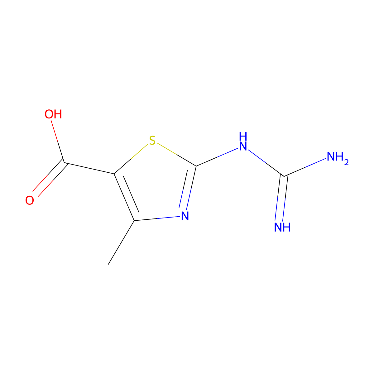 2-{[Amino(imino)methyl]amino}-4-methyl-1,3-thiazole-5-carboxylic acid molecular structure, CAS 216955-55-4