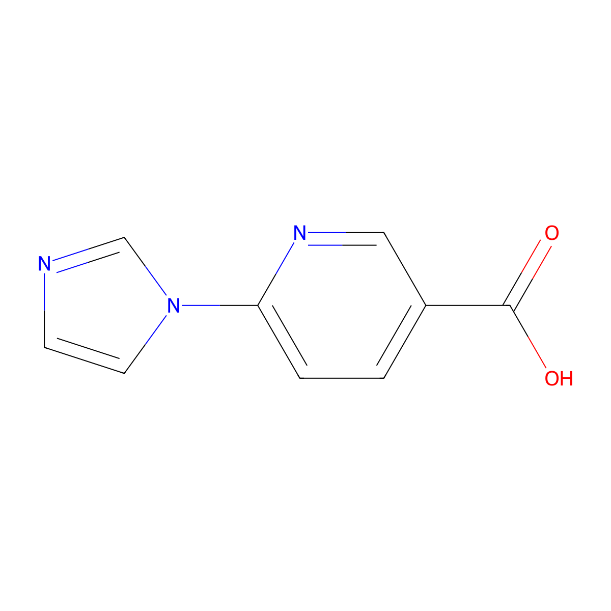 6-(1H-imidazol-1-yl)pyridine-3-carboxylic acid molecular structure, CAS 216955-75-8