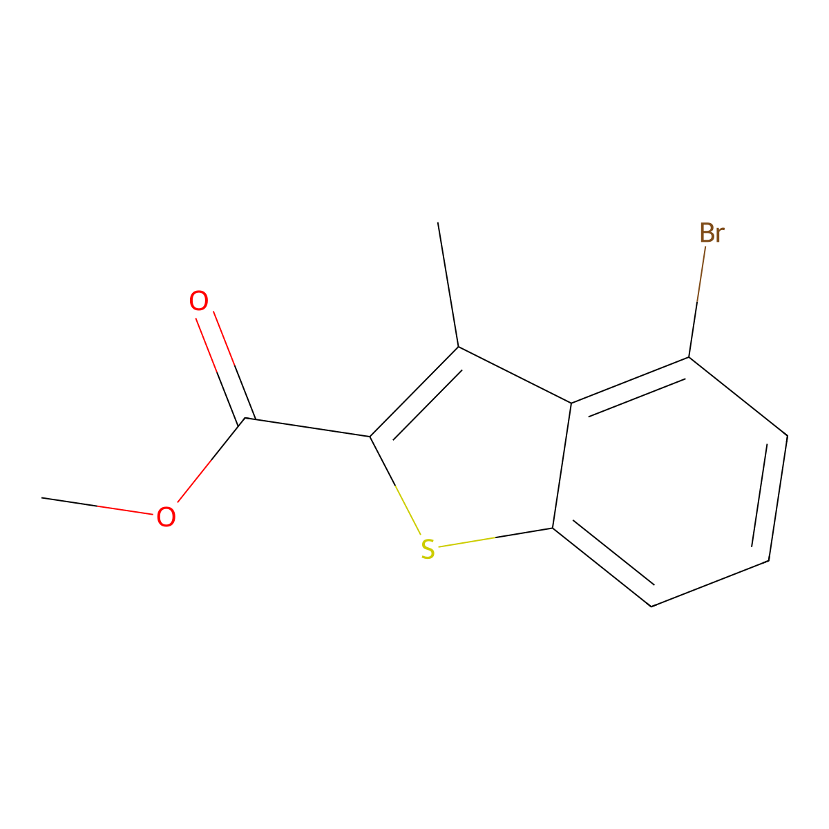 Methyl 4-bromo-3-methyl-1-benzothiophene-2-carboxylate molecular structure, CAS 2169556-01-6