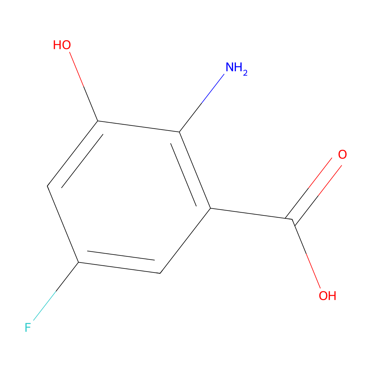 2-Amino-5-fluoro-3-hydroxybenzoic acid molecular structure, CAS 2169562-63-2