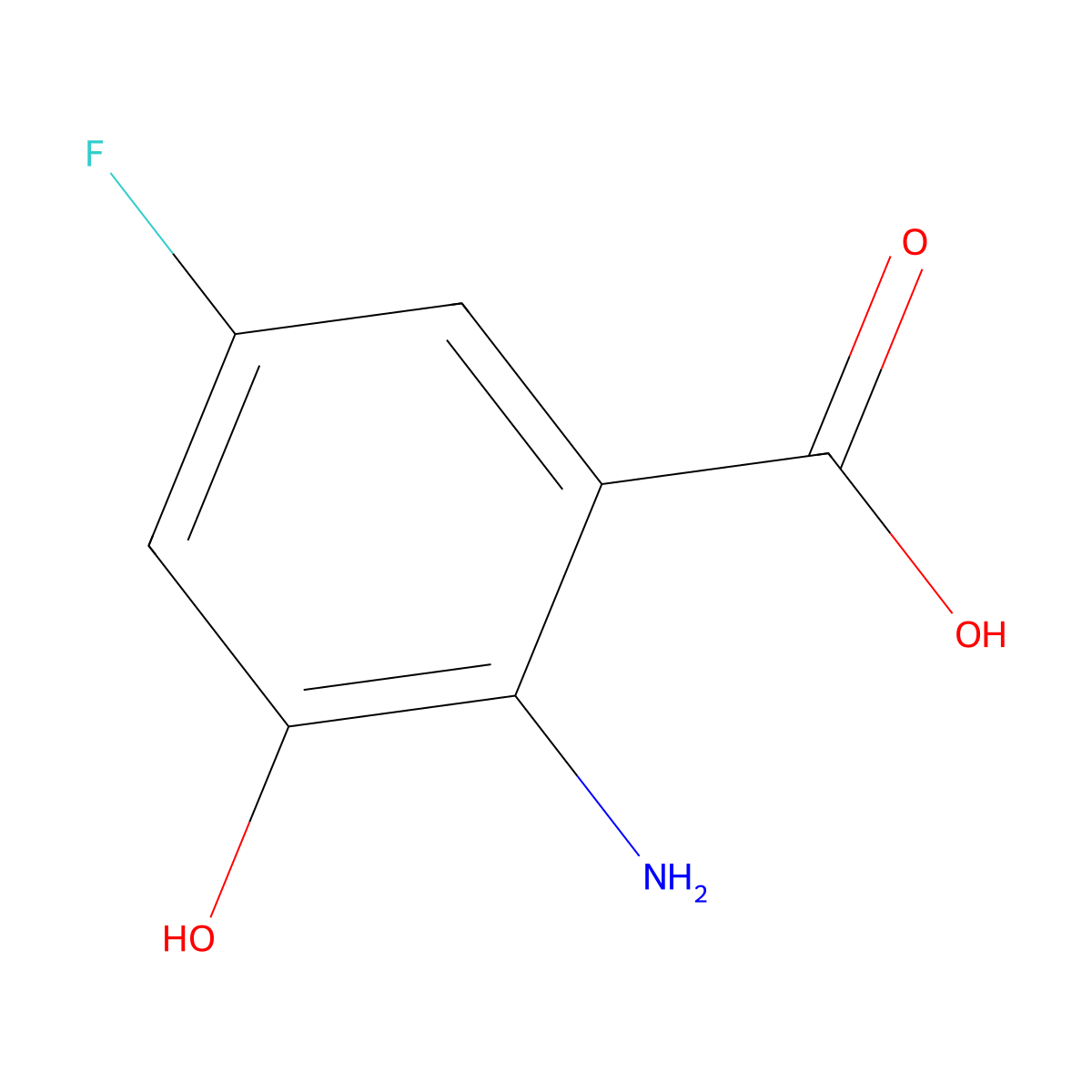 2-Amino-5-fluoro-3-hydroxybenzoic acid molecular structure, CAS 2169562-63-2