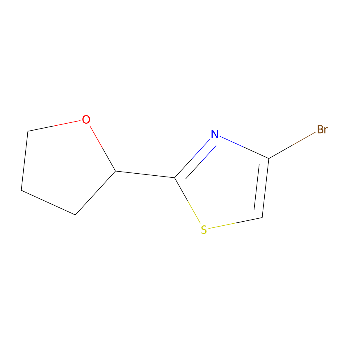 4-Bromo-2-(tetrahydrofuran-2-yl)thiazole molecular structure, CAS 2169573-41-3
