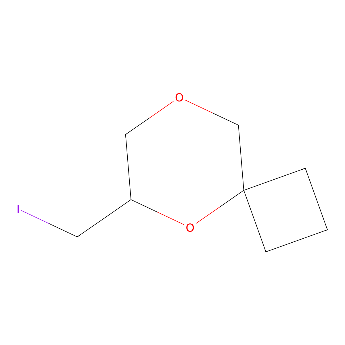 6-(Iodomethyl)-5,8-dioxaspiro[3.5]nonane molecular structure, CAS 2169583-65-5
