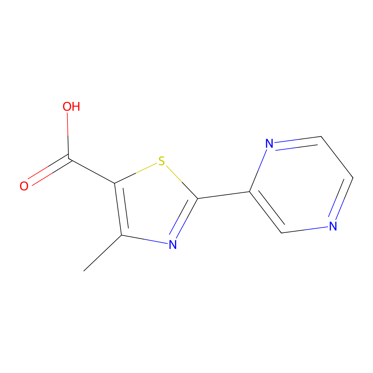 4-Methyl-2-(2-pyrazinyl)thiazole-5-carboxylic acid molecular structure, CAS 216959-92-1