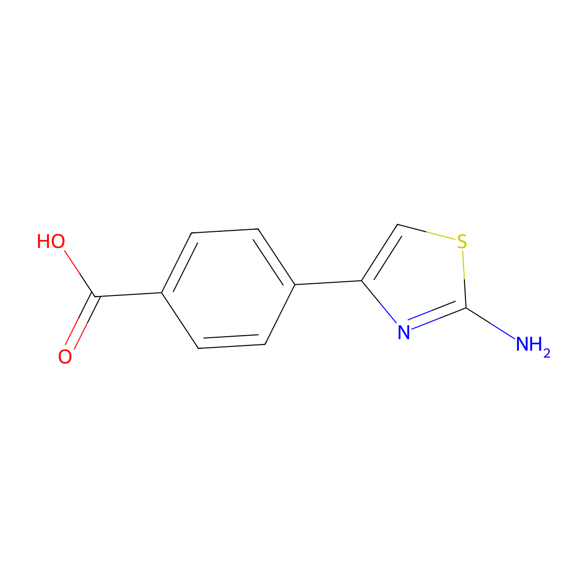 4-(2-Amino-1,3-thiazol-4-yl)benzoic acid molecular structure, CAS 216959-94-3