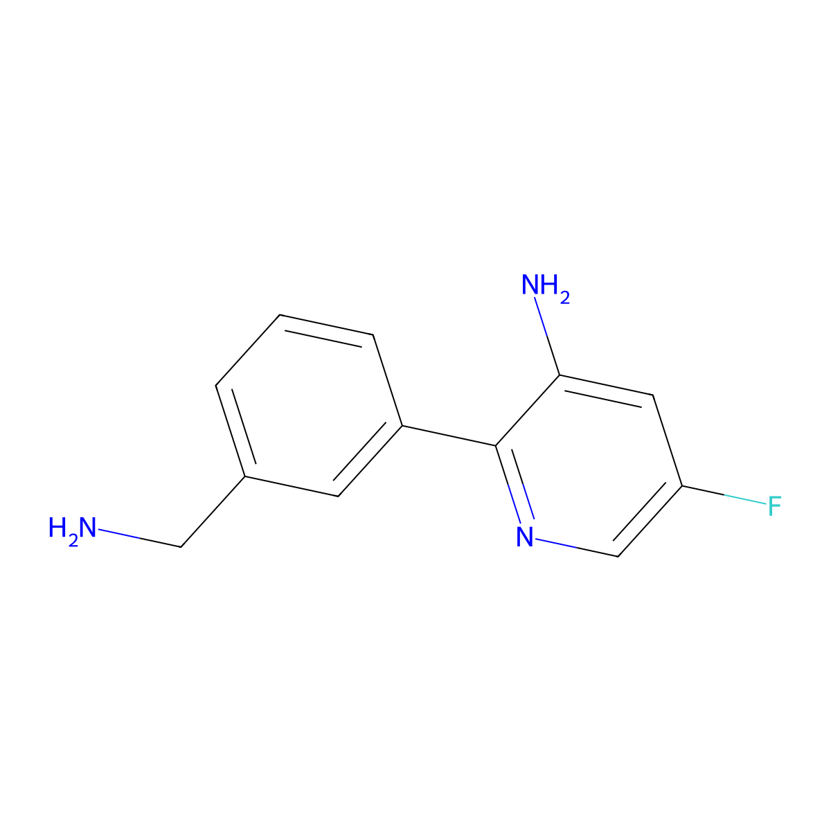 2-[3-(Aminomethyl)phenyl]-5-fluoropyridin-3-amine molecular structure, CAS 2169591-82-4