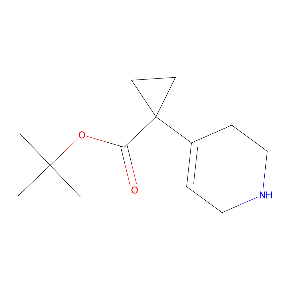 Tert-butyl 1-(1,2,3,6-tetrahydropyridin-4-yl)cyclopropane-1-carboxylate molecular structure, CAS 2169596-39-6