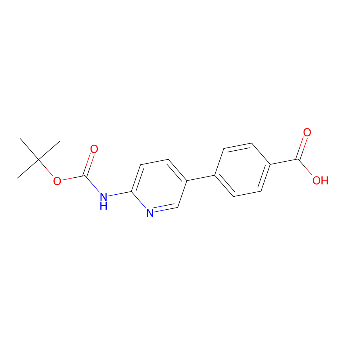 4-[2-(tert-Butoxycarbonylamino)pyridin-5-yl]benzoic acid molecular structure, CAS 216960-07-5