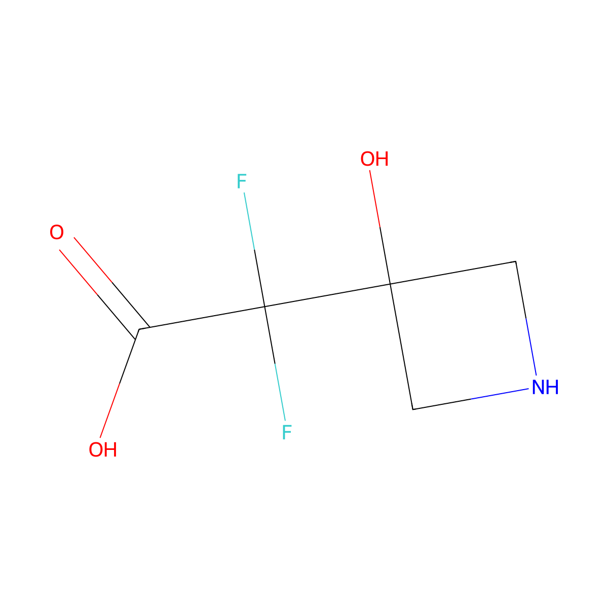 2,2-Difluoro-2-(3-hydroxyazetidin-3-yl)acetic acid molecular structure, CAS 2169603-22-7