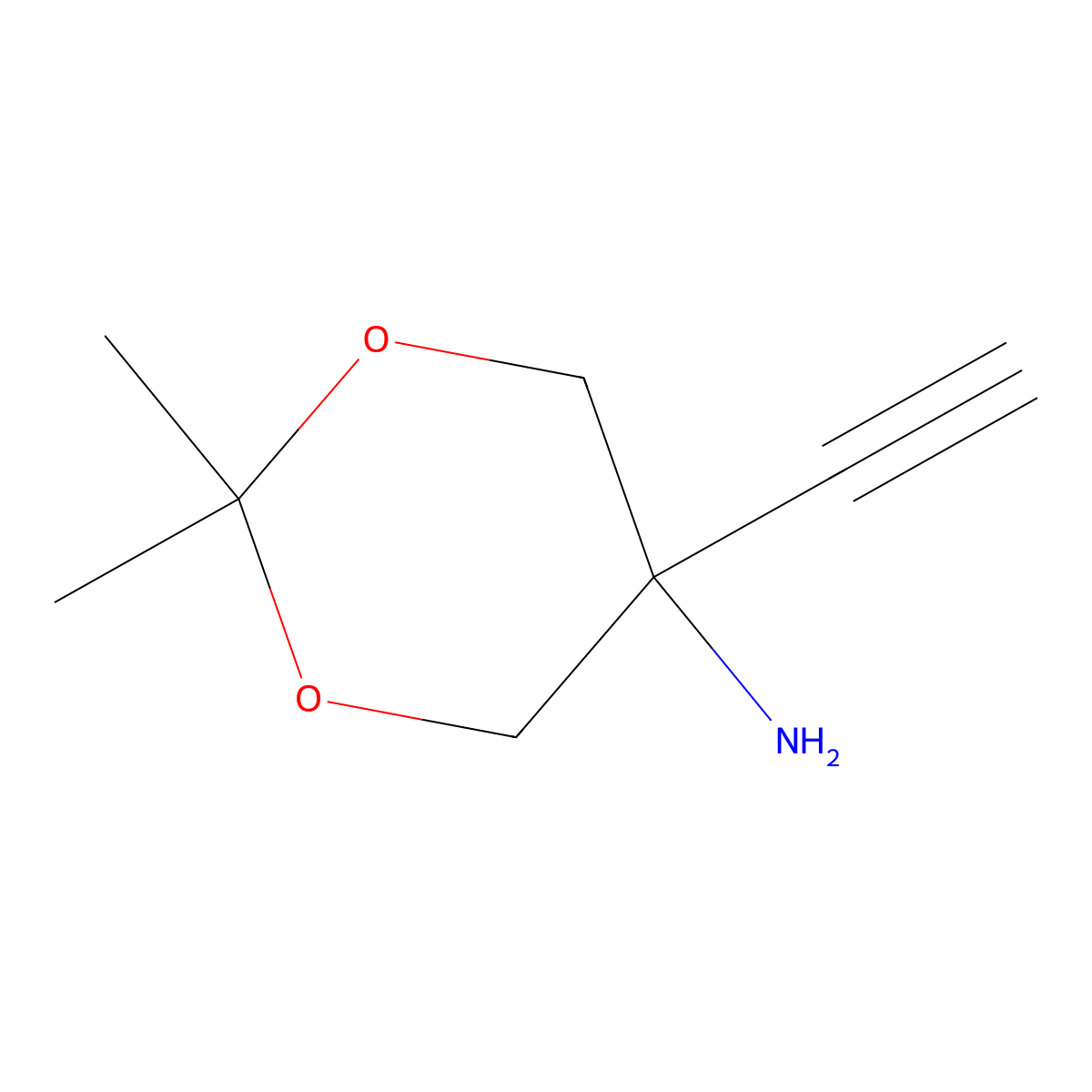 5-Ethynyl-2,2-dimethyl-1,3-dioxan-5-amine molecular structure, CAS 2169605-59-6
