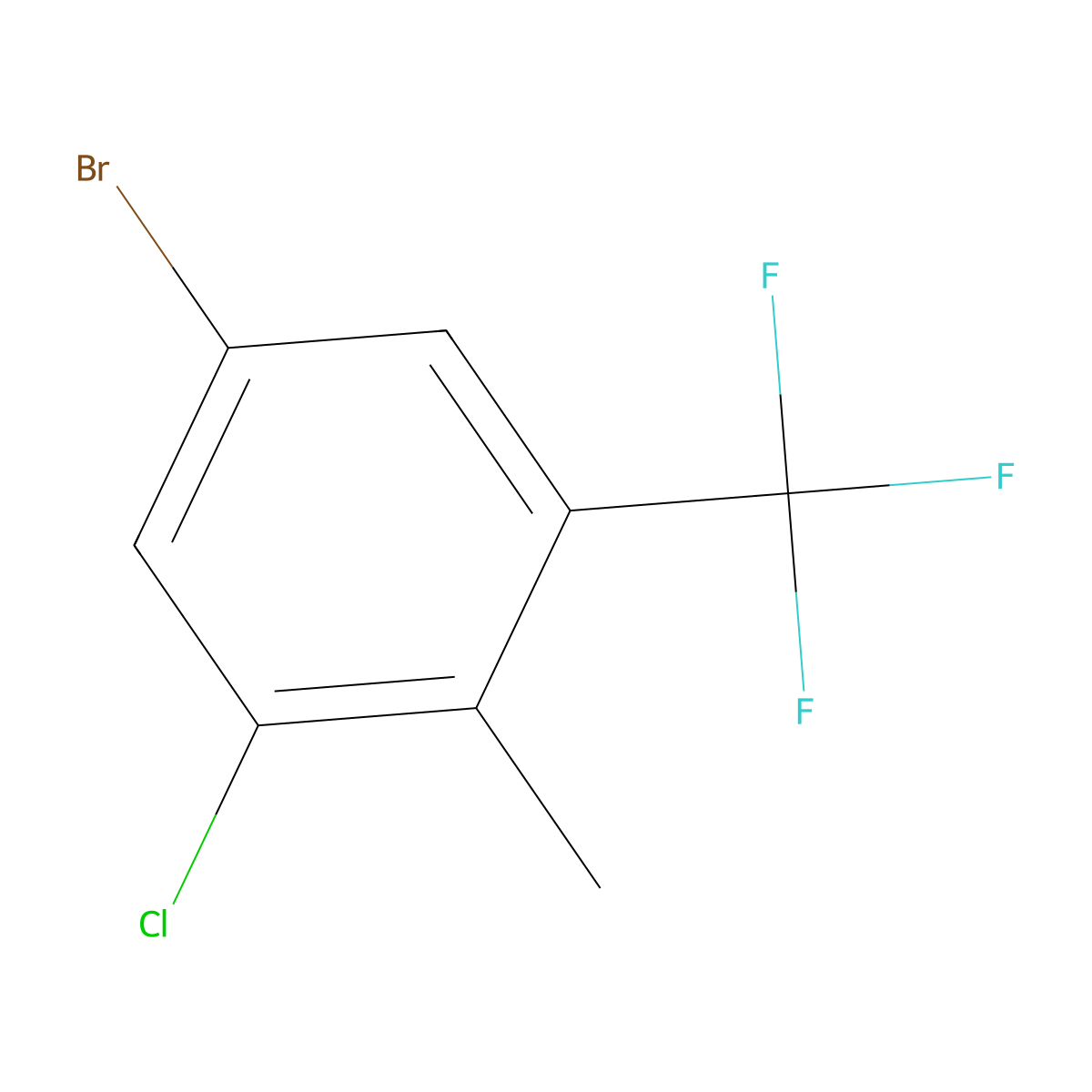 5-Bromo-1-chloro-2-methyl-3-(trifluoromethyl)benzene molecular structure, CAS 2169614-80-4
