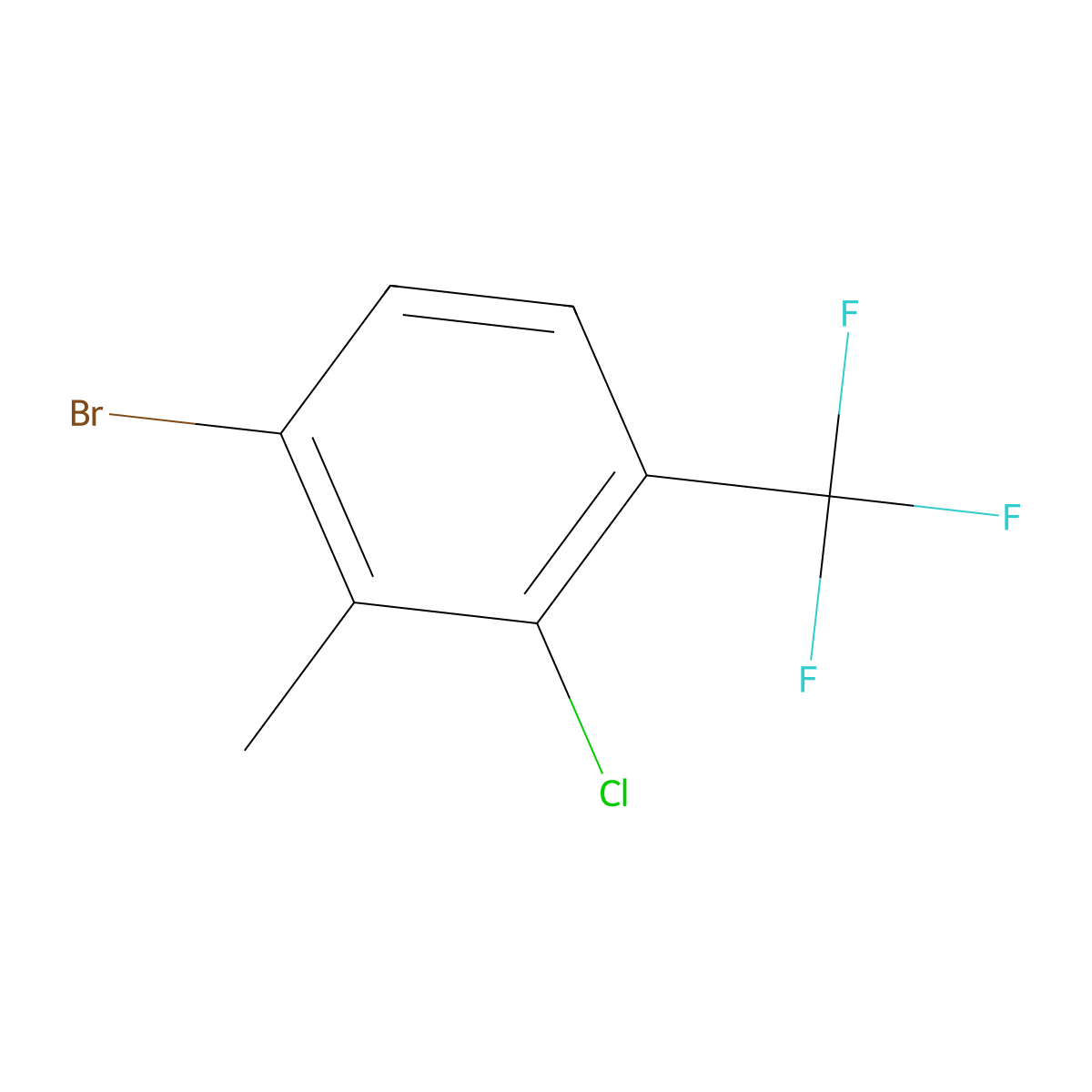 1-Bromo-3-chloro-2-methyl-4-(trifluoromethyl)benzene molecular structure, CAS 2169623-15-6
