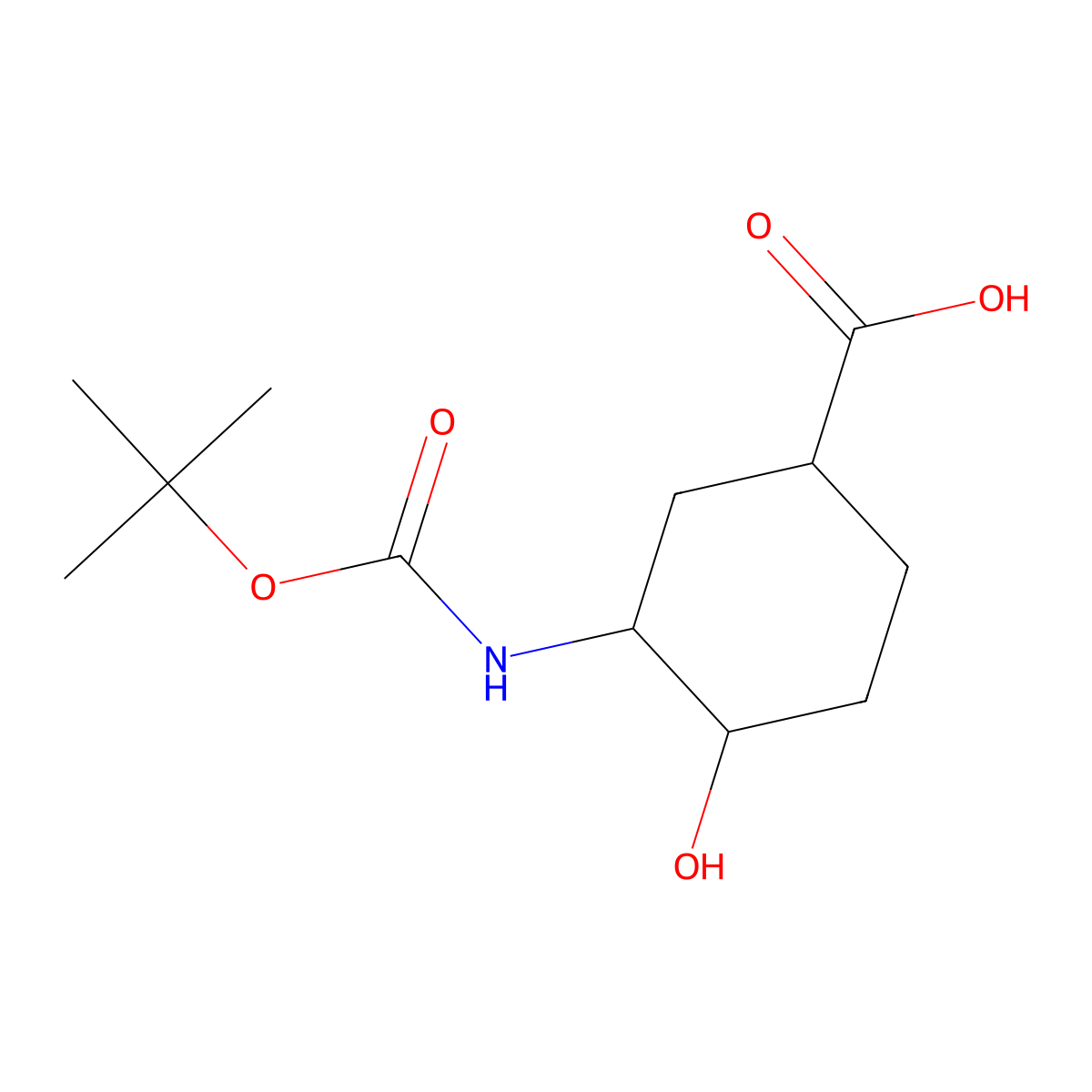 3-{[(Tert-butoxy)carbonyl]amino}-4-hydroxycyclohexane-1-carboxylic acid molecular structure, CAS 2169623-52-1
