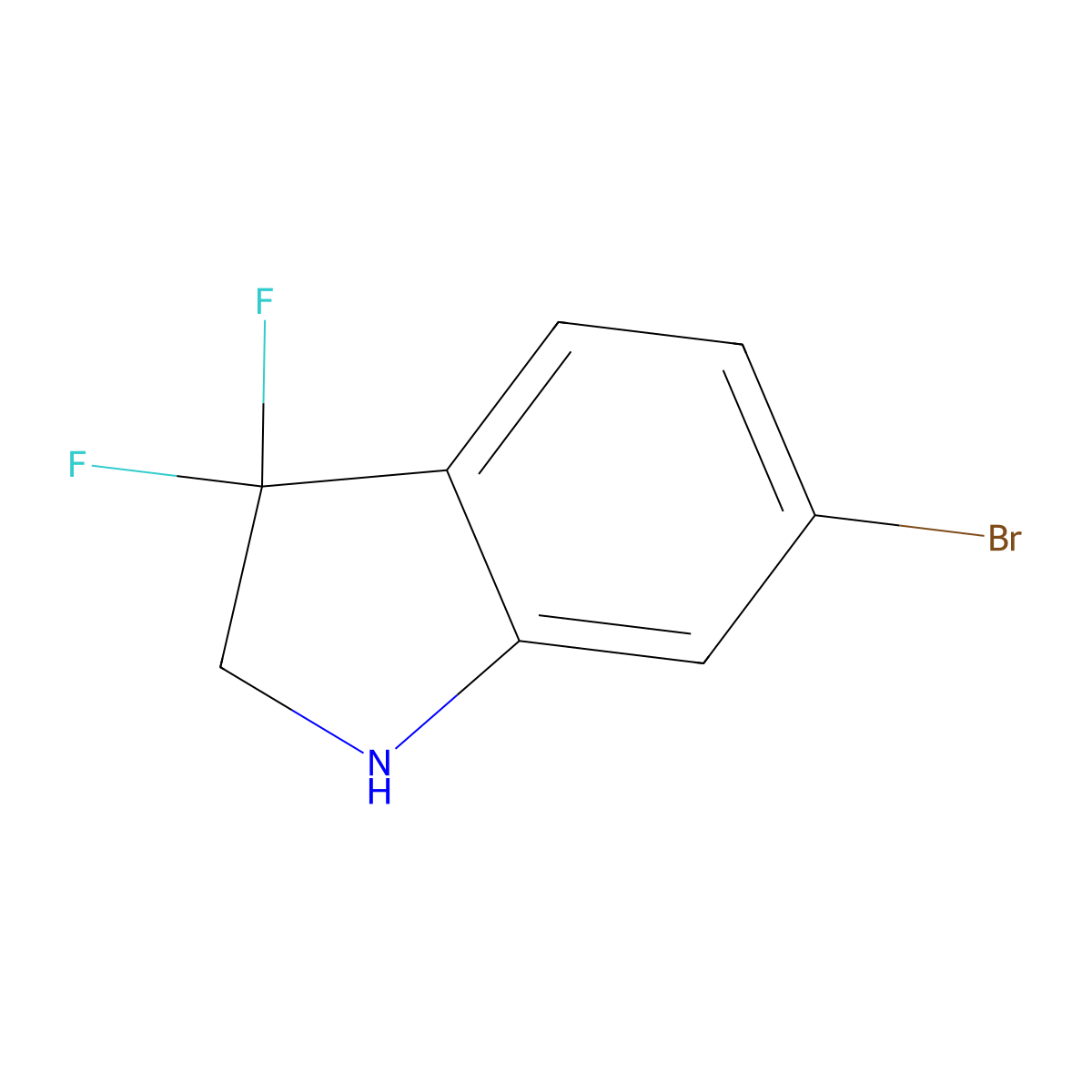 6-Bromo-3,3-difluoro-2,3-dihydro-1H-indole molecular structure, CAS 2169625-19-6