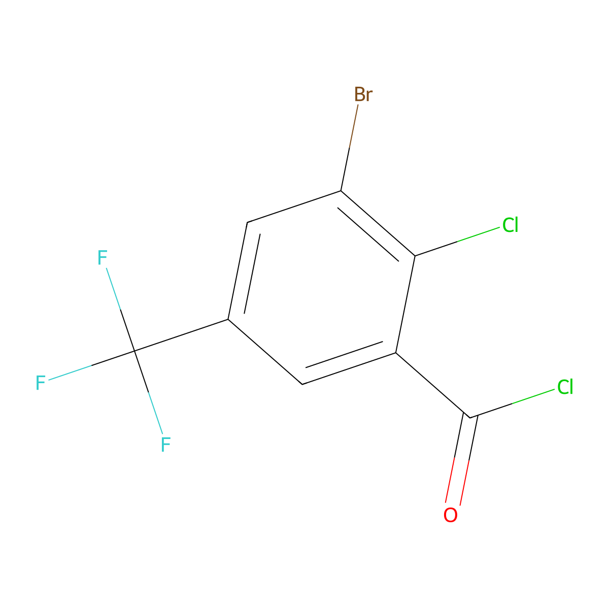 3-Bromo-2-chloro-5-(trifluoromethyl)benzoyl chloride molecular structure, CAS 2169633-17-2