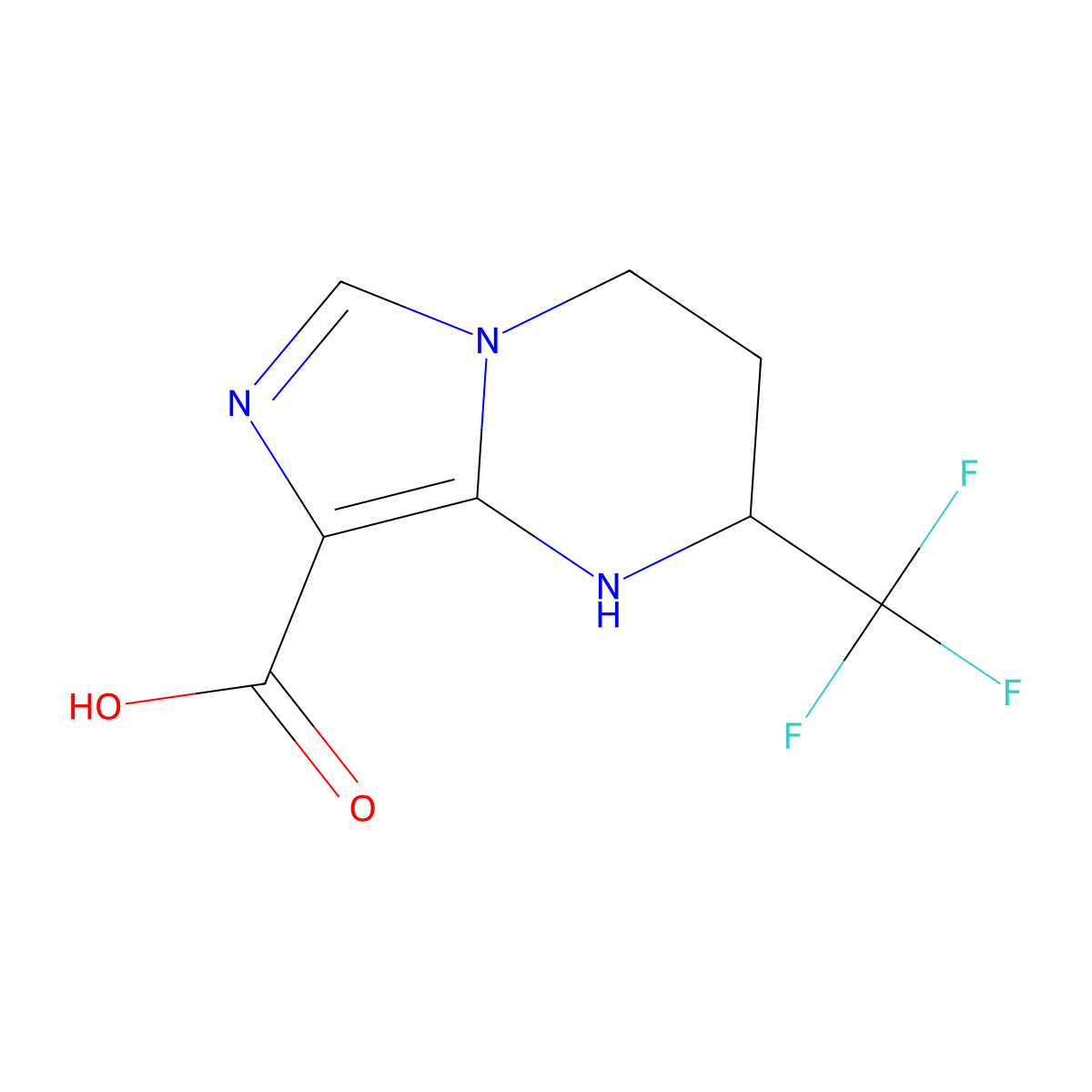 2-(trifluoromethyl)-1H,2H,3H,4H-imidazo[1,5-a]pyrimidine-8-carboxylic acid molecular structure, CAS 2169637-87-8