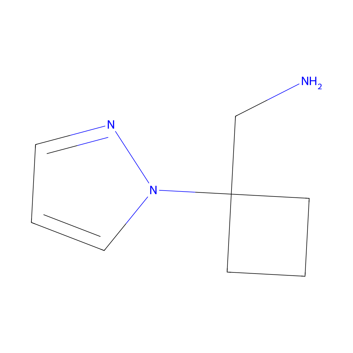 1-[1-(1H-pyrazol-1-yl)cyclobutyl]methanamine molecular structure, CAS 2169638-46-2