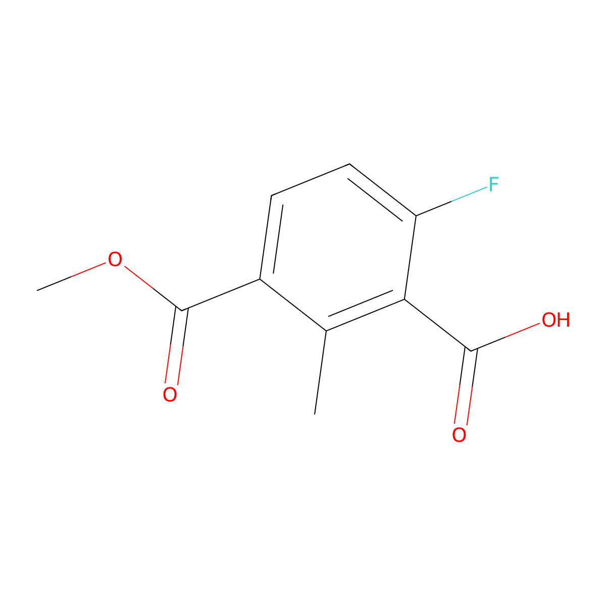 6-Fluoro-3-(methoxycarbonyl)-2-methylbenzoic acid molecular structure, CAS 2169651-18-5