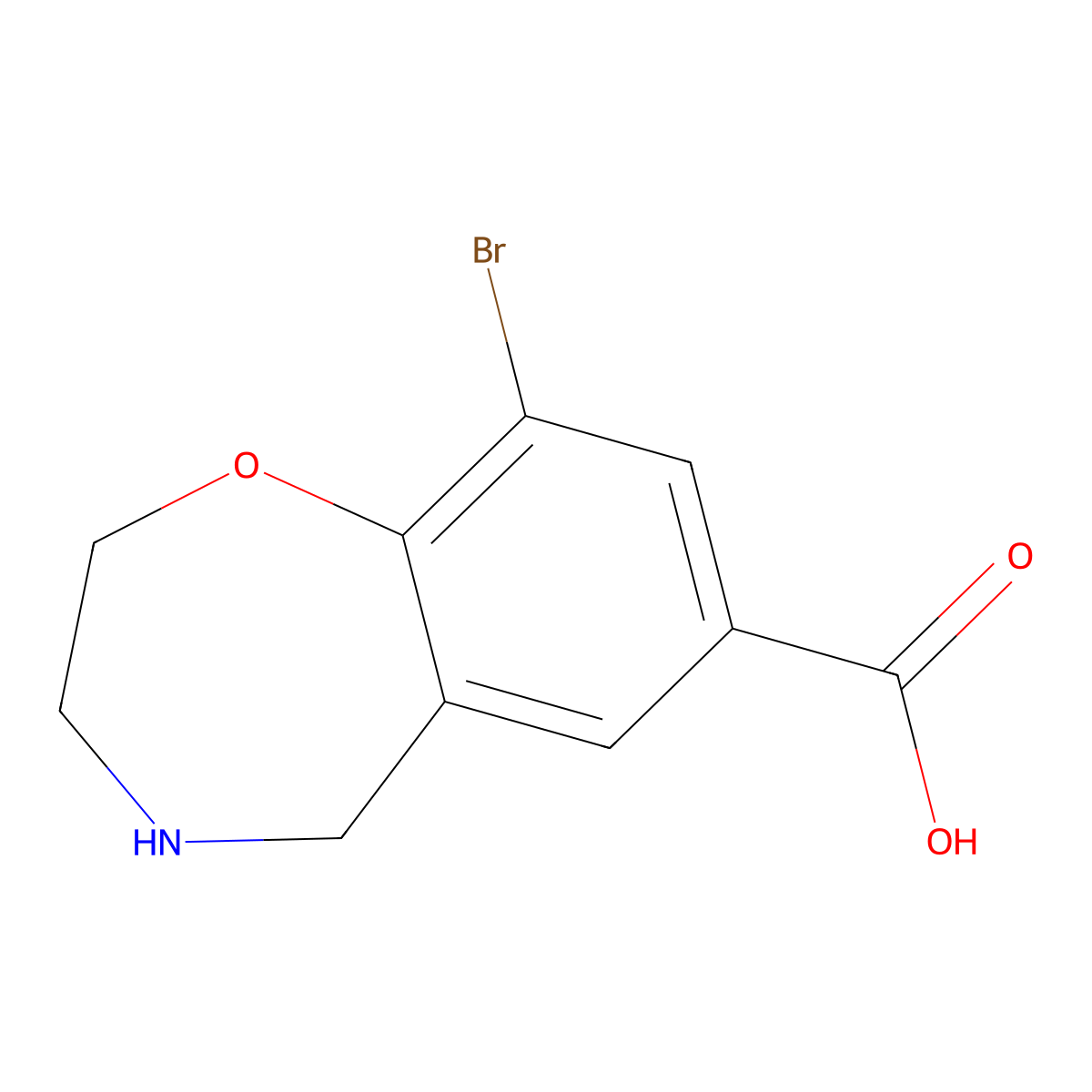 9-Bromo-2,3,4,5-tetrahydro-1,4-benzoxazepine-7-carboxylic acid molecular structure, CAS 2169652-11-1