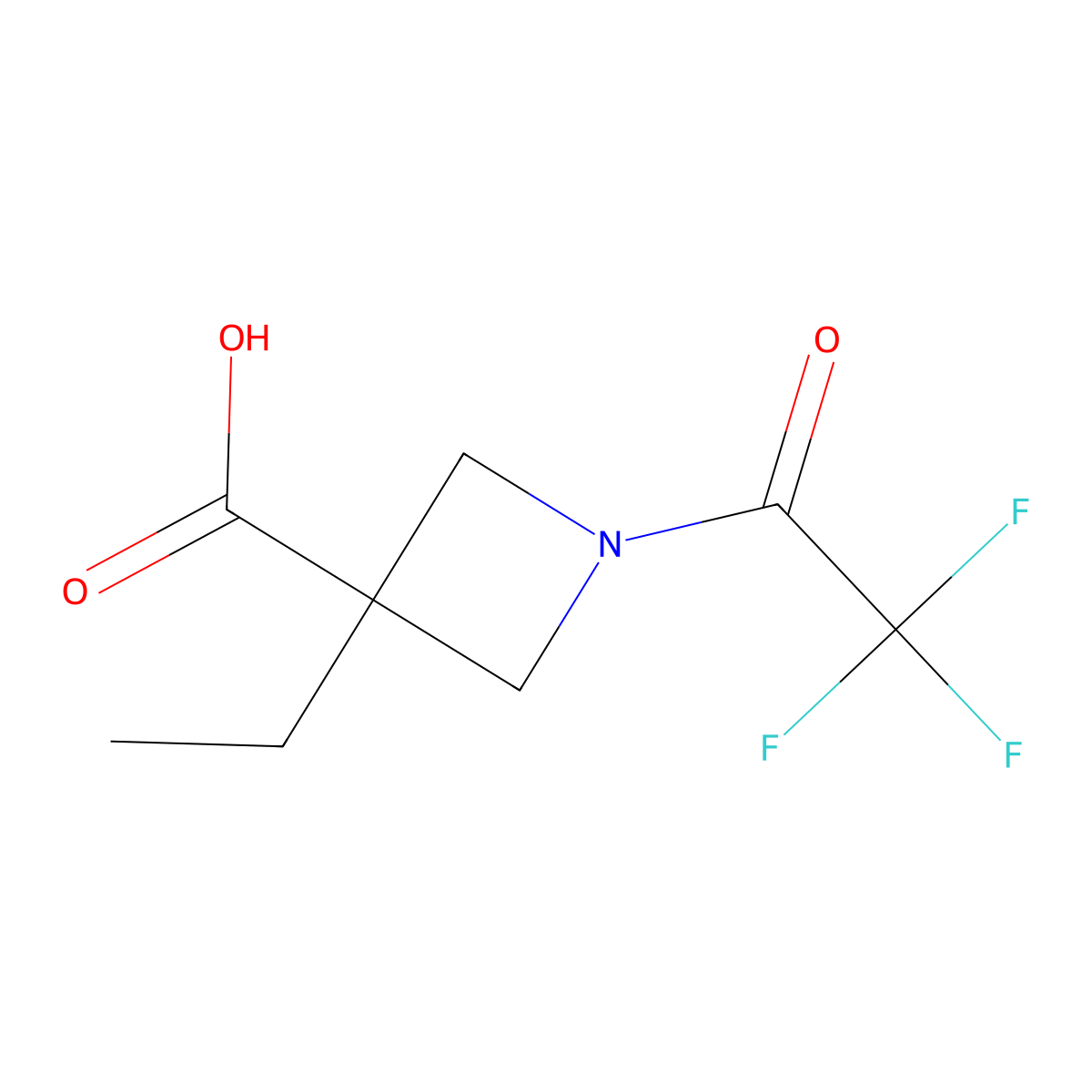 3-Ethyl-1-(trifluoroacetyl)azetidine-3-carboxylic acid molecular structure, CAS 2169653-97-6